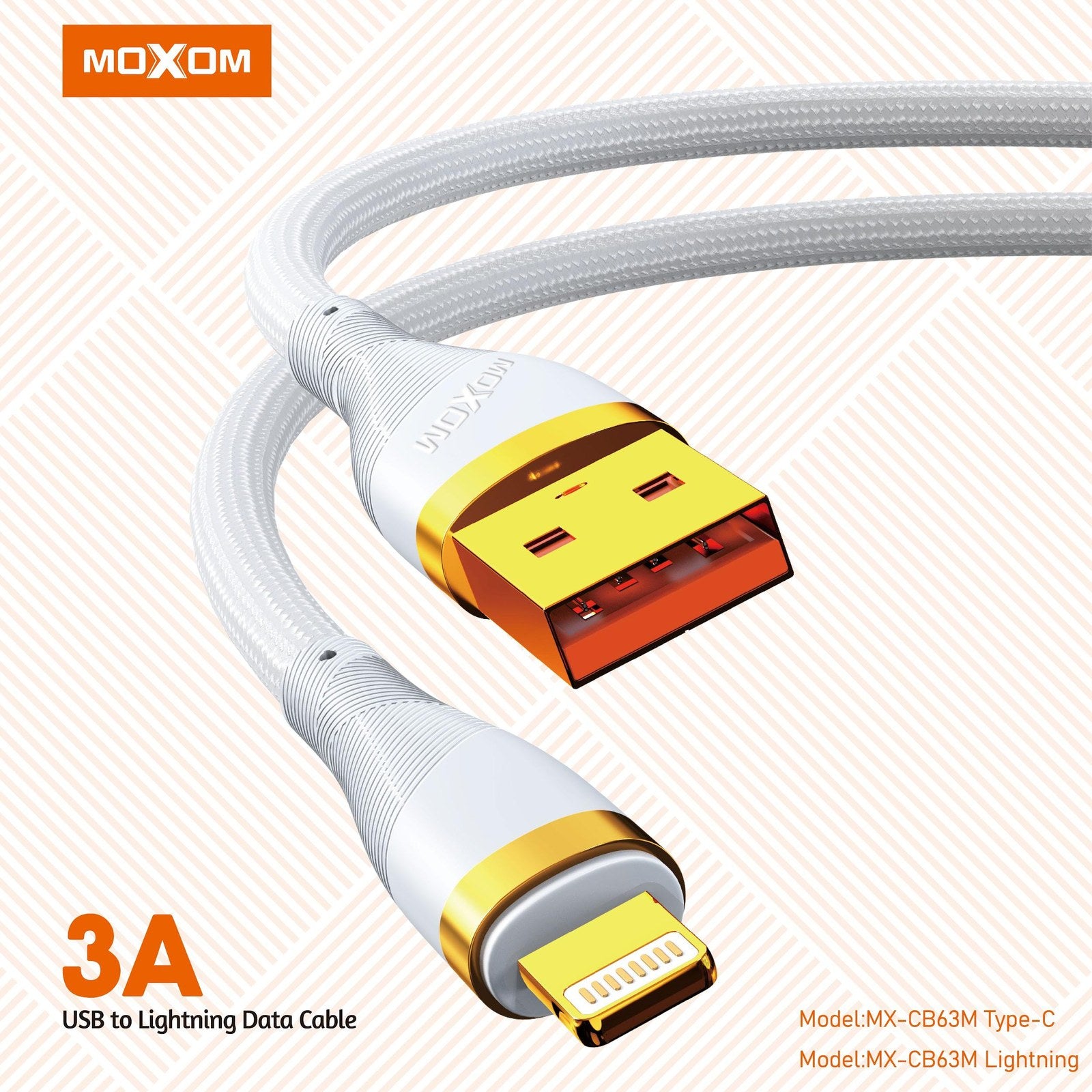 MOXOM 1.2M Nylon Data Cable – MX-CB63M