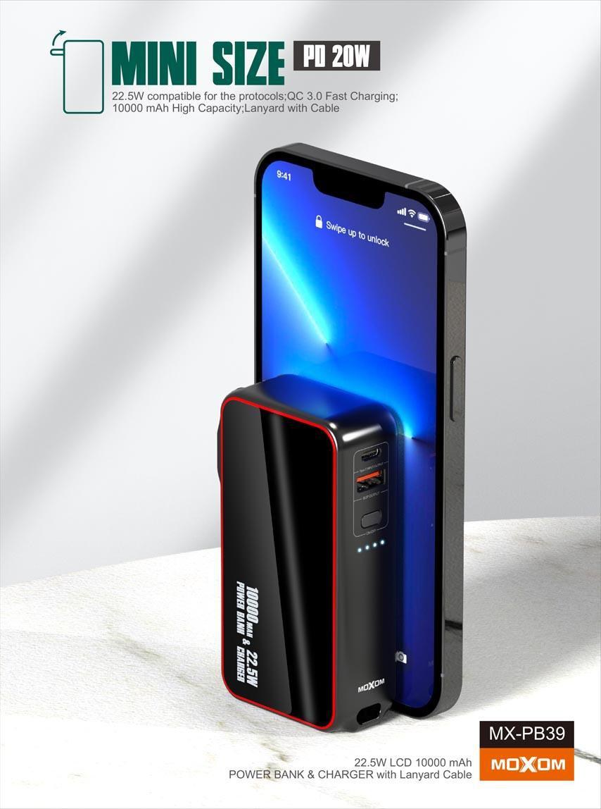 MOXOM LCD 10000 mAh POWER BANK with Lanyard Cable – MX-PB39