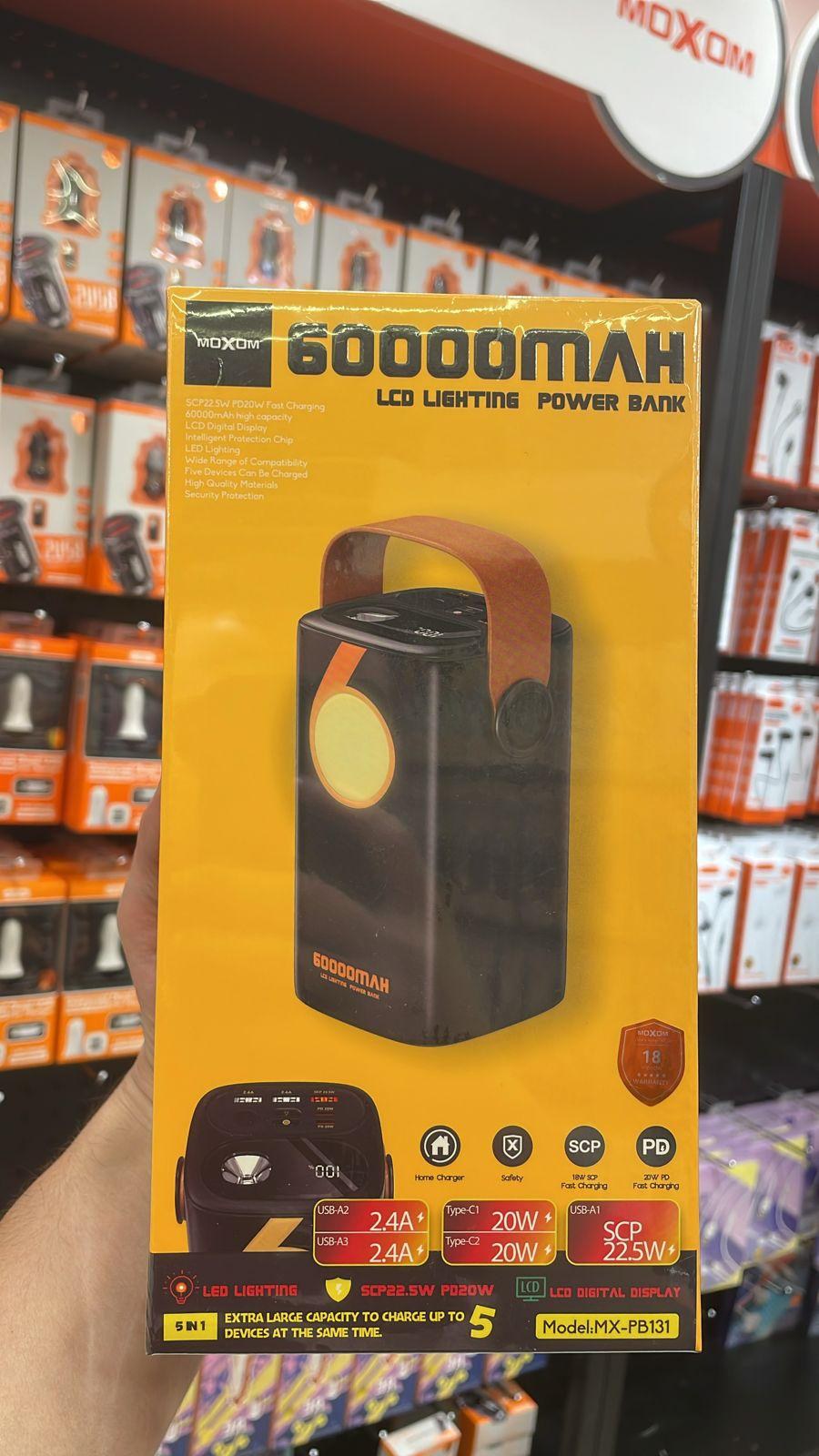 MOXOM 5 IN 1 QC18W SCP22.5W 60000mAh LCD Lighting POWER BANK