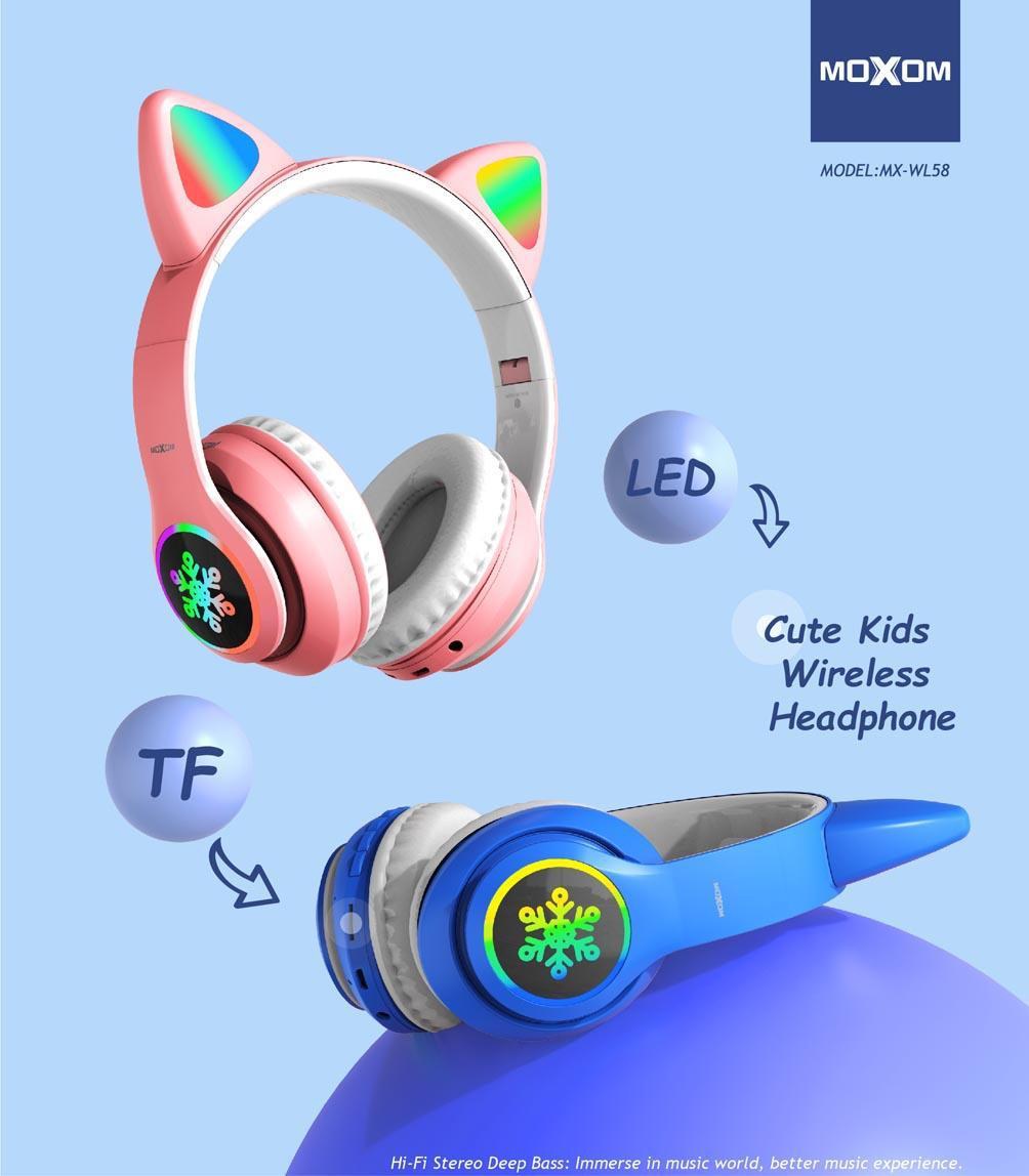 MOXOM LED Cute Kids Wireless Headphone – MX-WL58