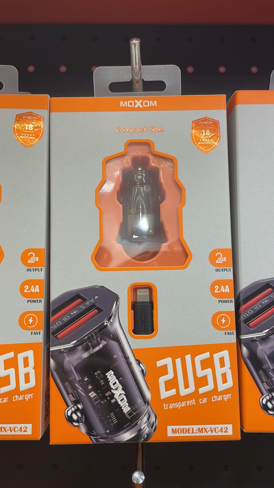 MOXOM Transparent Dual USB Car Charger – MX-VC42