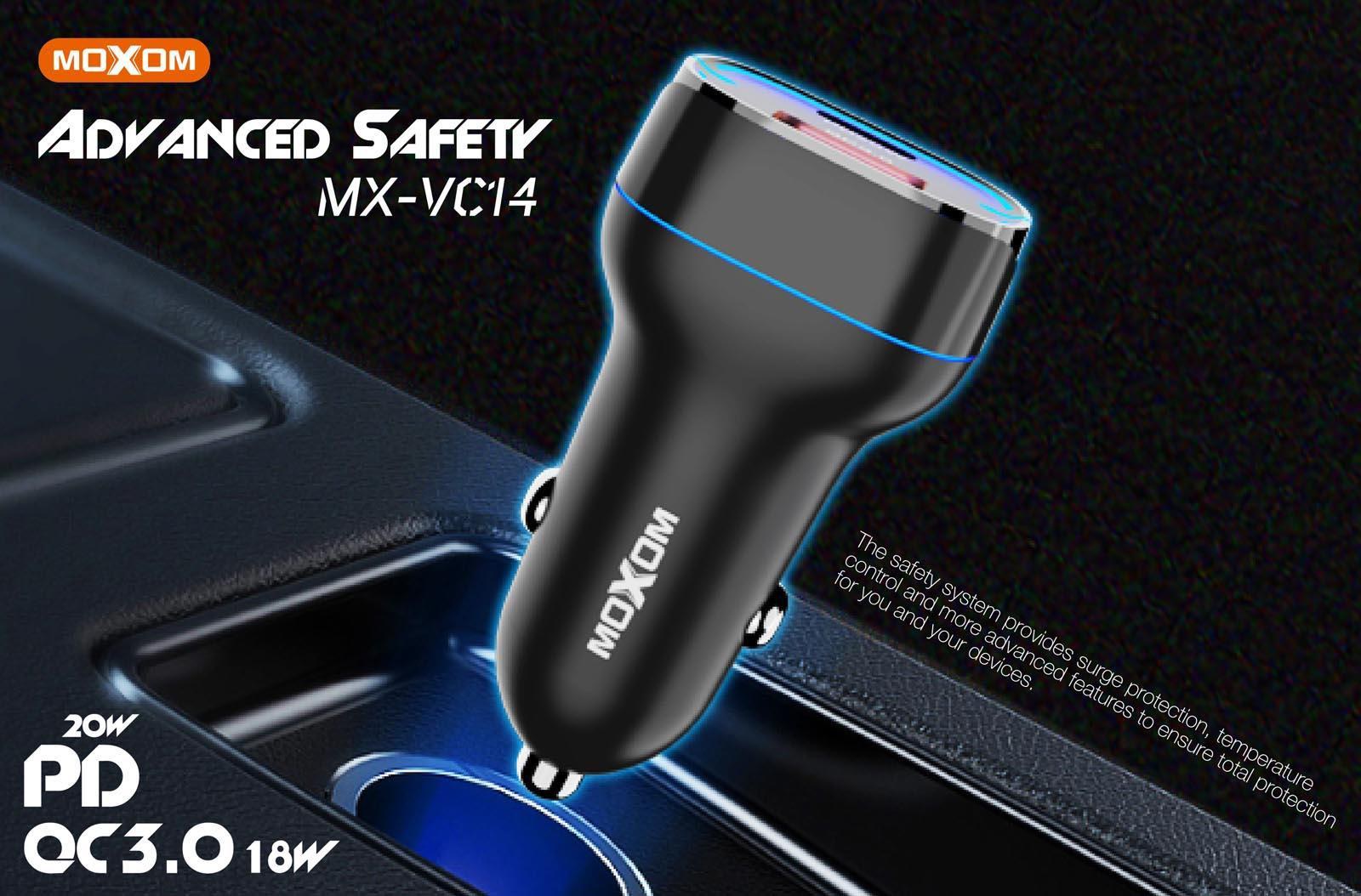 MOXOM BuleLight PD+QC3.0 Car Charger – MX-VC14