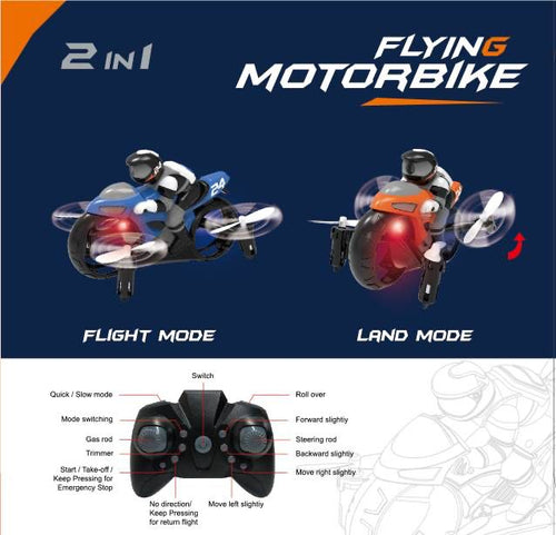 2 in 1 Flying Motorbike Remote Control Drone Bike