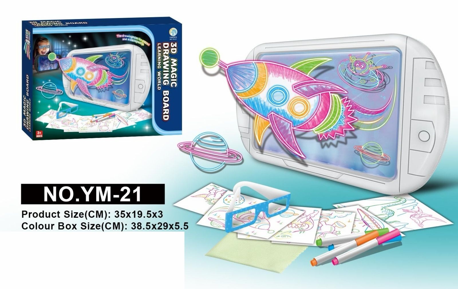 3D Magic Drawing Board YM-21 with 3D Glasses