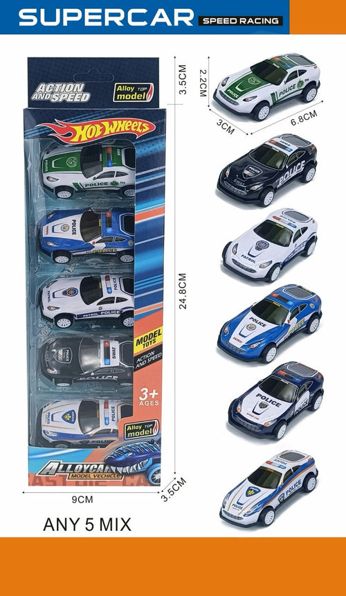Alloy Die Cast Police Cars 5 Pack