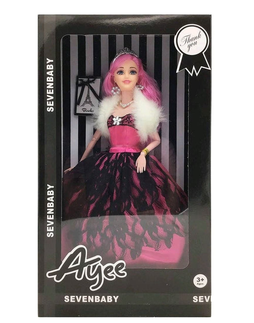 Ayee Sevenbaby Fashion Doll in Black Lace Gown with Pink Hair