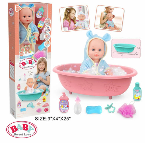 Baby Sweet Love Bath Time Baby Doll with Bathtub and Wash Set