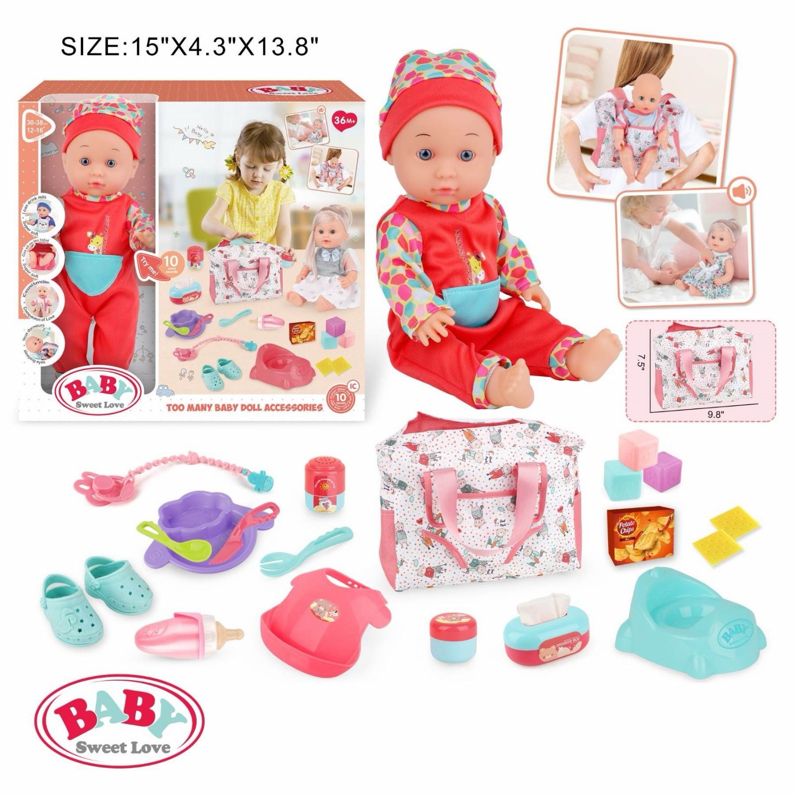 Baby Sweet Love Talking Baby Doll with Bag and Accessories Set