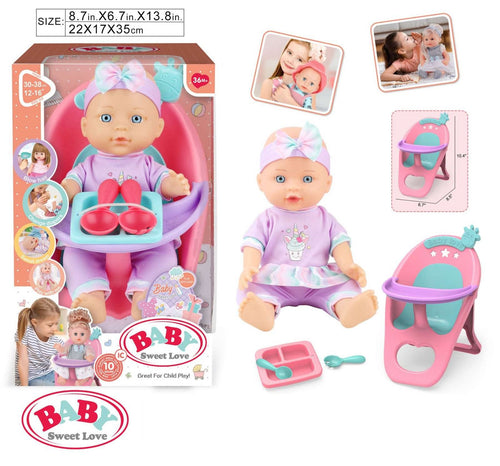 BABY Sweet Love Baby Doll with Feeding Chair and 10 Sounds