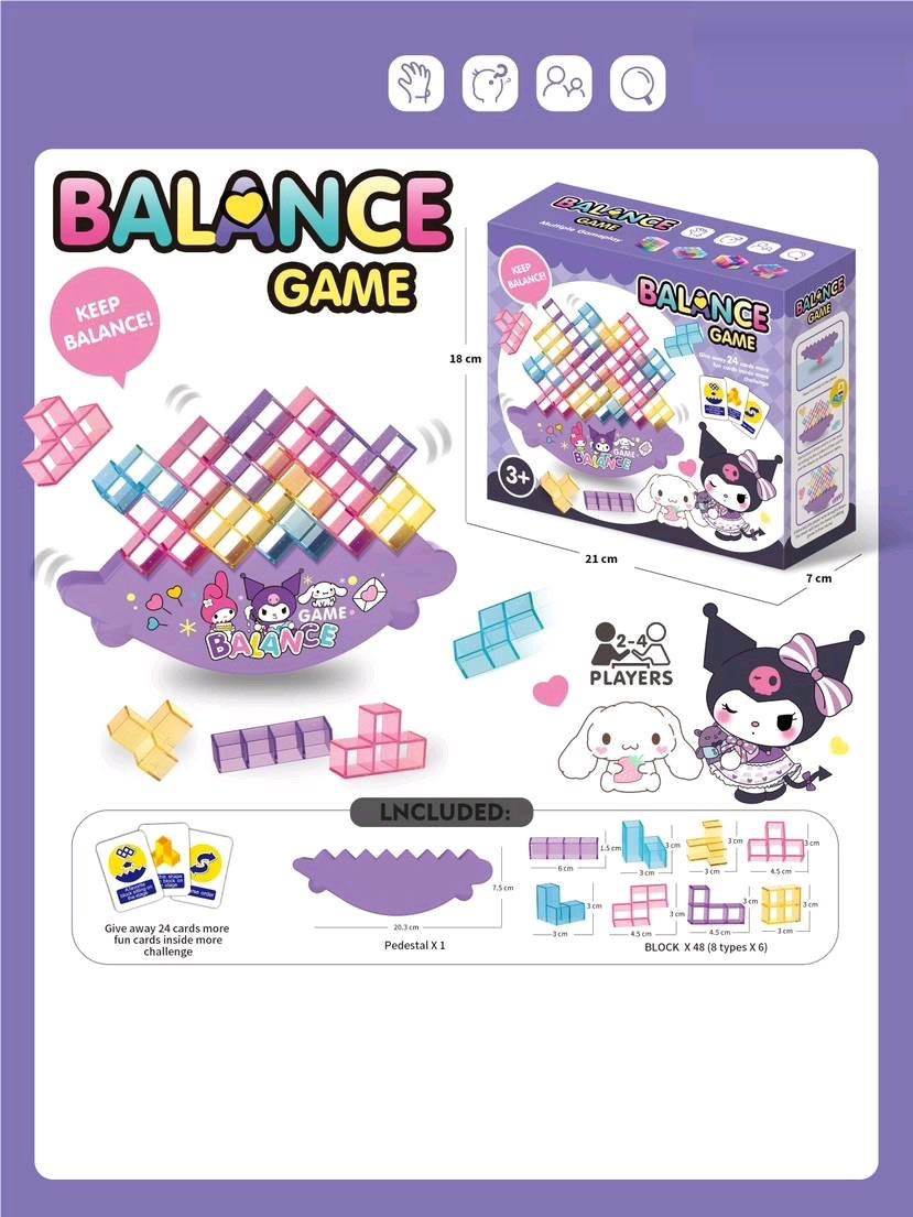 Balance Game Stacking Blocks with Challenge Cards, 48 Blocks