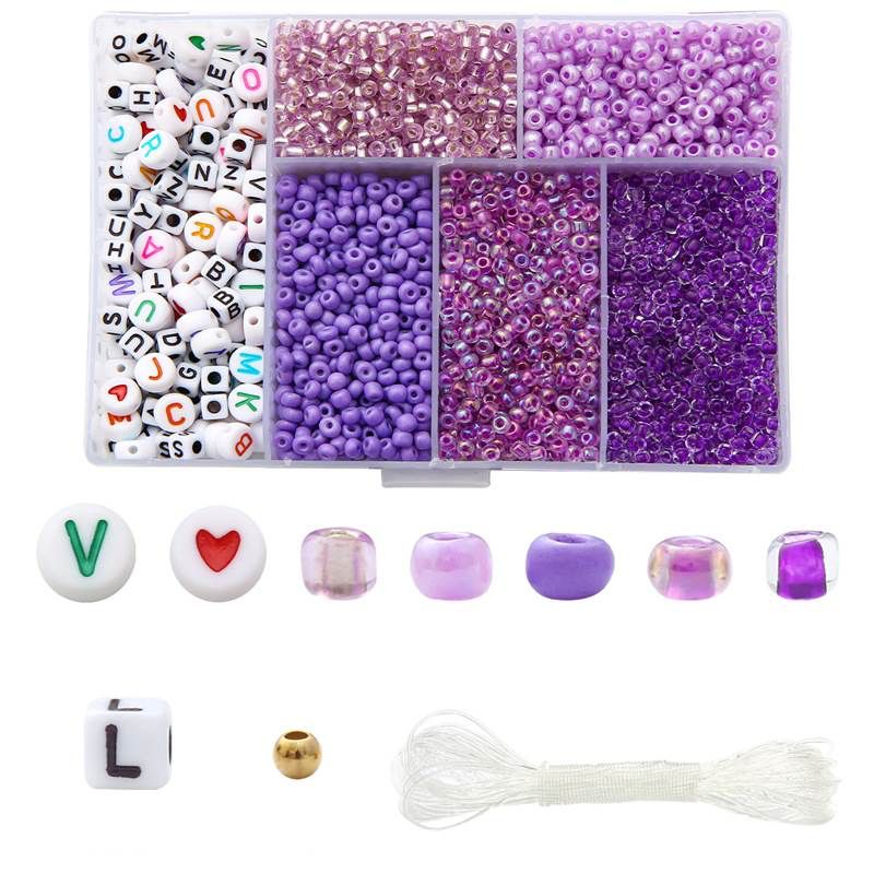Purple Bead Jewellery Making Kit with Letter Beads