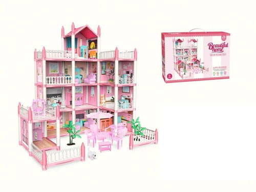 Beautiful Home 4 Storey Dollhouse with Furniture and Garden