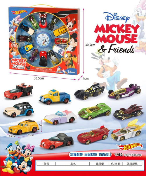 Character Car Die-Cast Gift Set with Clock Face, 12 Cars