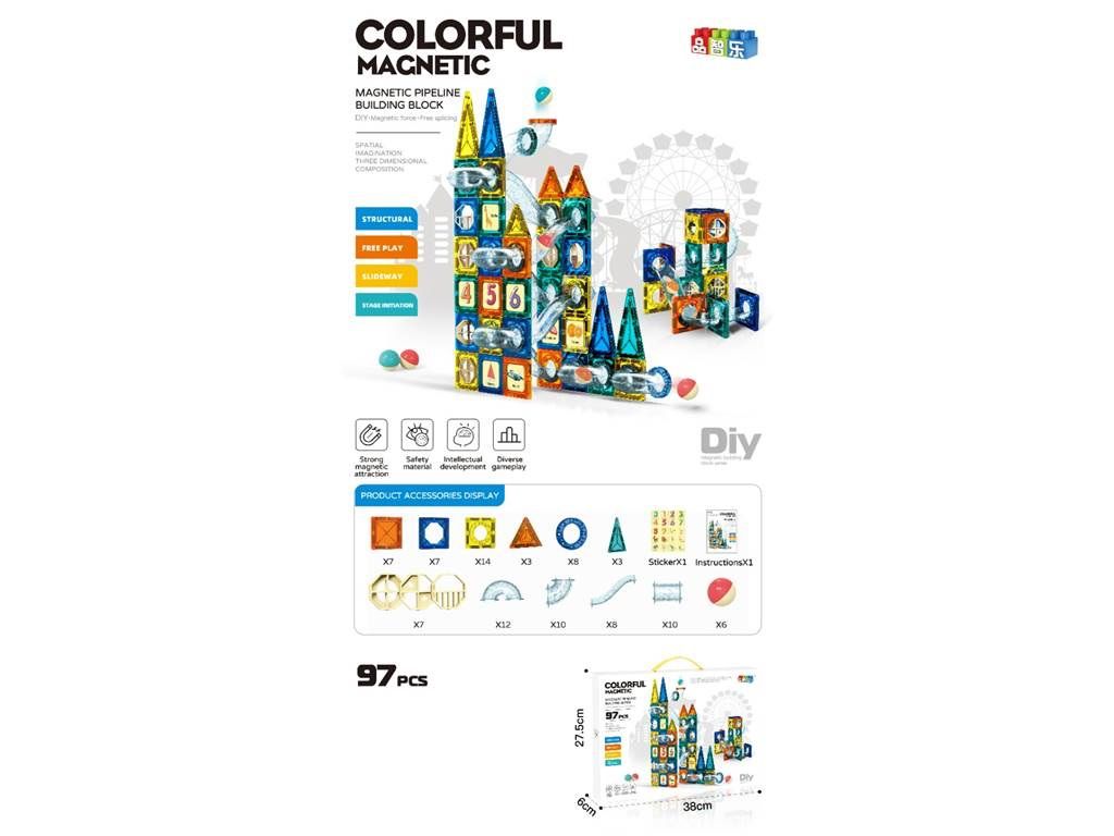 Colorful Magnetic Pipeline Building Block Set 97 Pieces