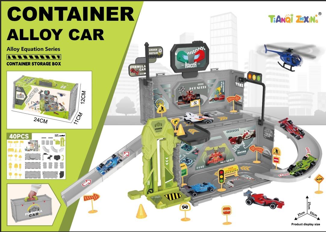 Tianqi Zhixing Container Alloy Car Racing Garage, 40 Pieces