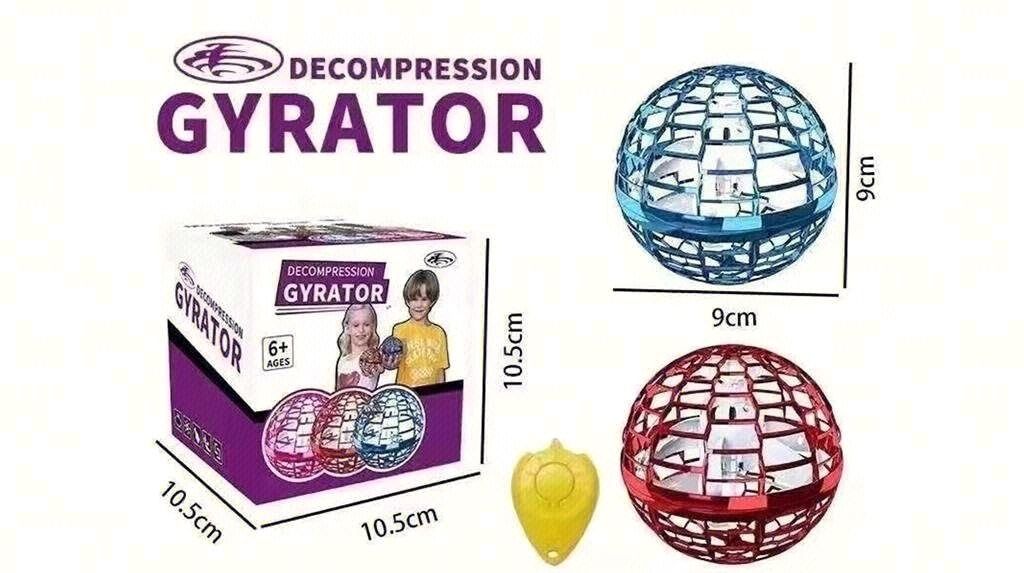 Decompression Gyrator Flying Ball, 9 cm Caged Spinning Orb