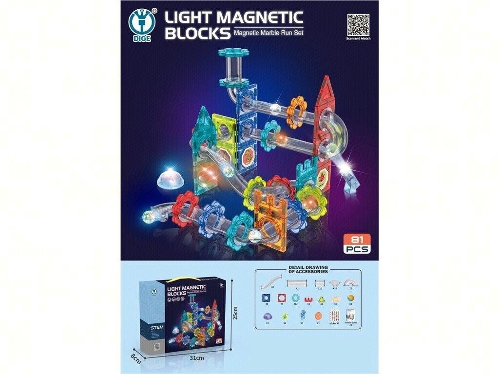 DIGE Light Magnetic Blocks Marble Run Set 81 Pieces