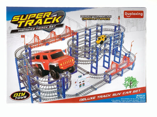 Duolaxing Super Track Deluxe Highway Track SUV Car Set 183 Pieces