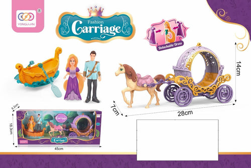 Fashion Carriage Playset with Horse, Boat and Two Dolls