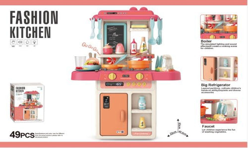 Fashion Kitchen 49 Piece Play Kitchen with Light, Sound and Water Faucet