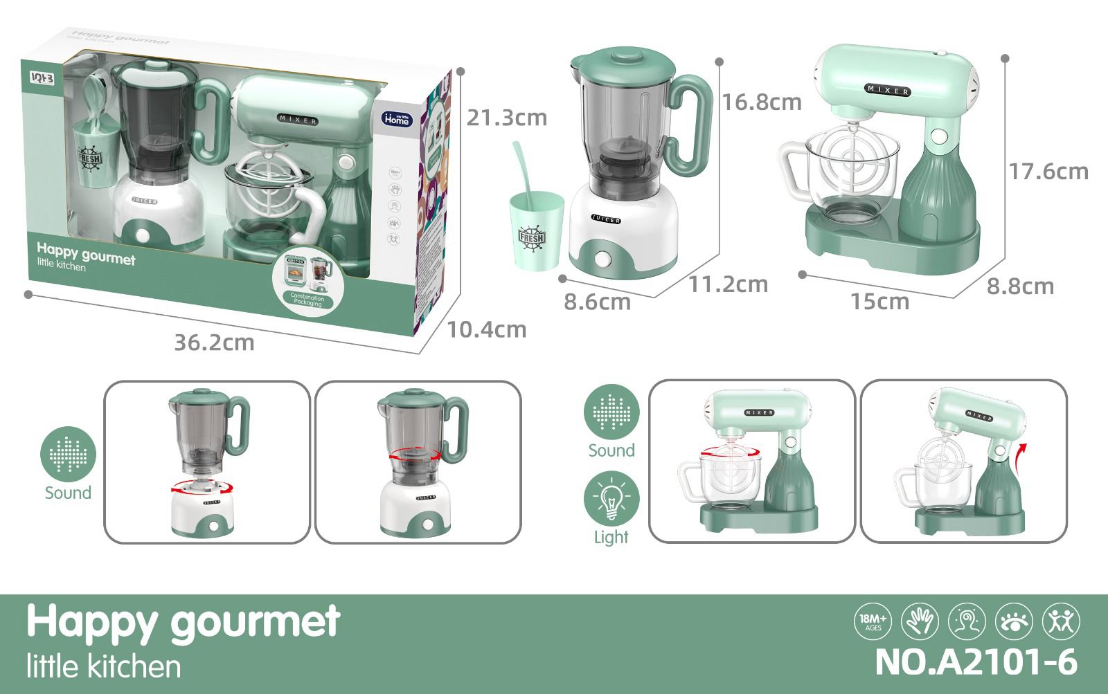 Happy Gourmet Little Kitchen Toy Juicer and Mixer Set