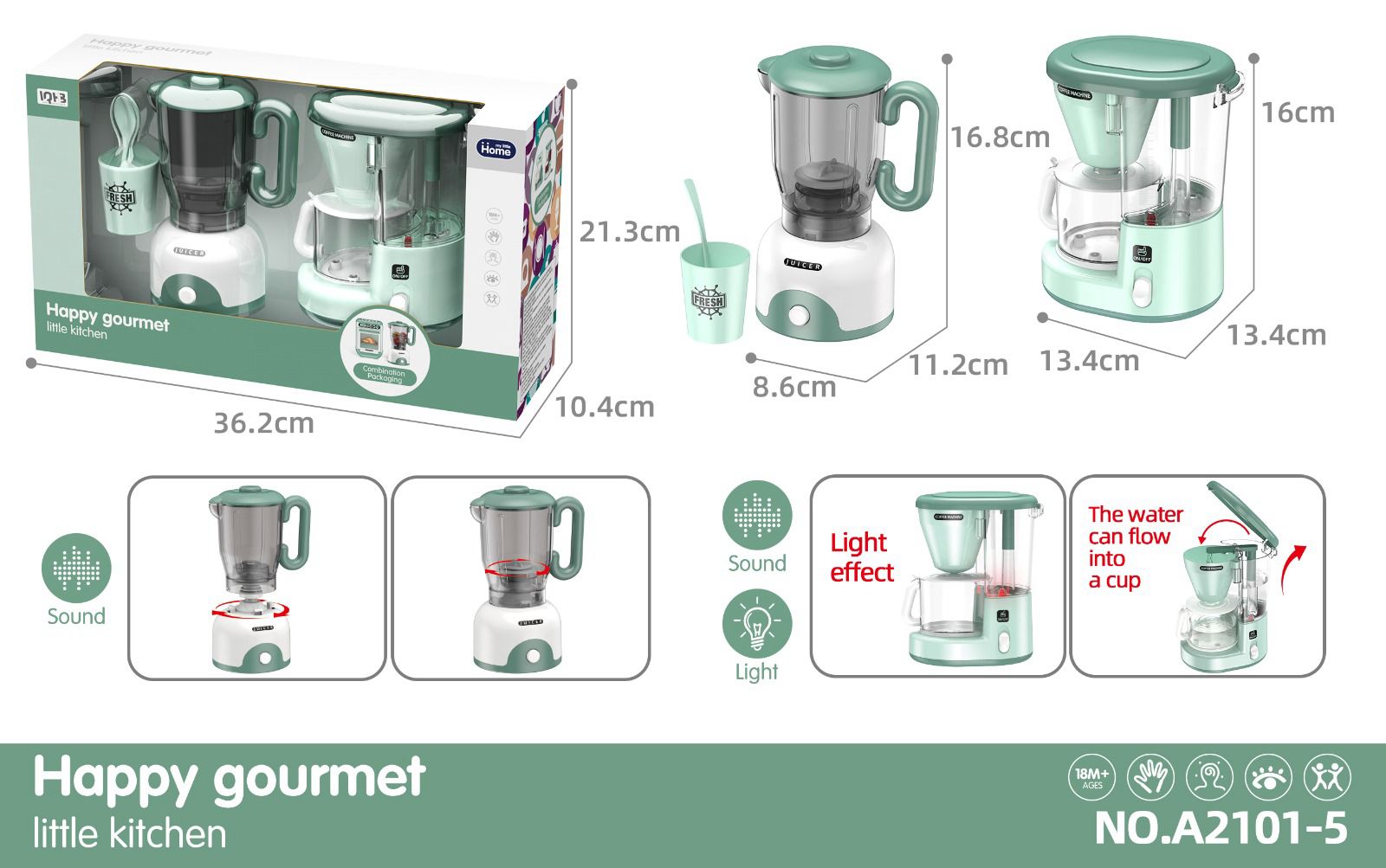 Happy Gourmet Little Kitchen Toy Juicer and Coffee Machine Set