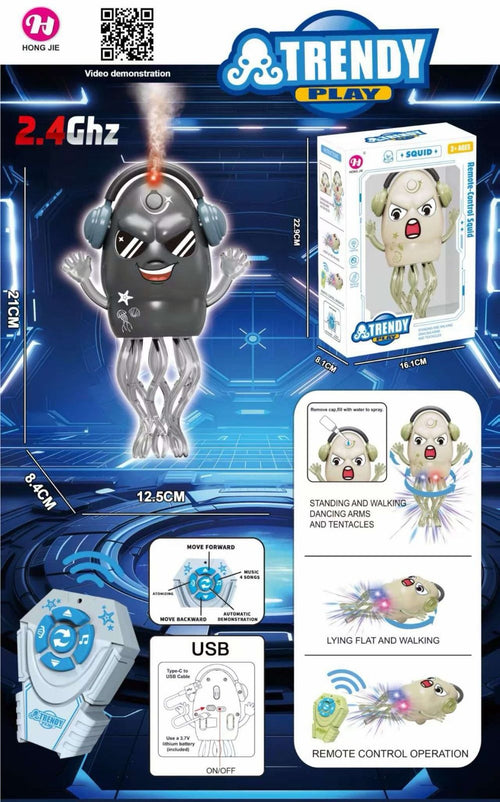 Hong Jie Trendy Play Remote Control Squid with Mist Spray and Music
