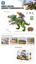 HONG ZE Remote Control Armored Tyrannosaurus Rex with Firing Turret