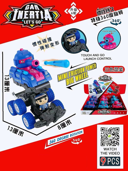Friction Powered Tank Stunt Car with 360 Degree Spin