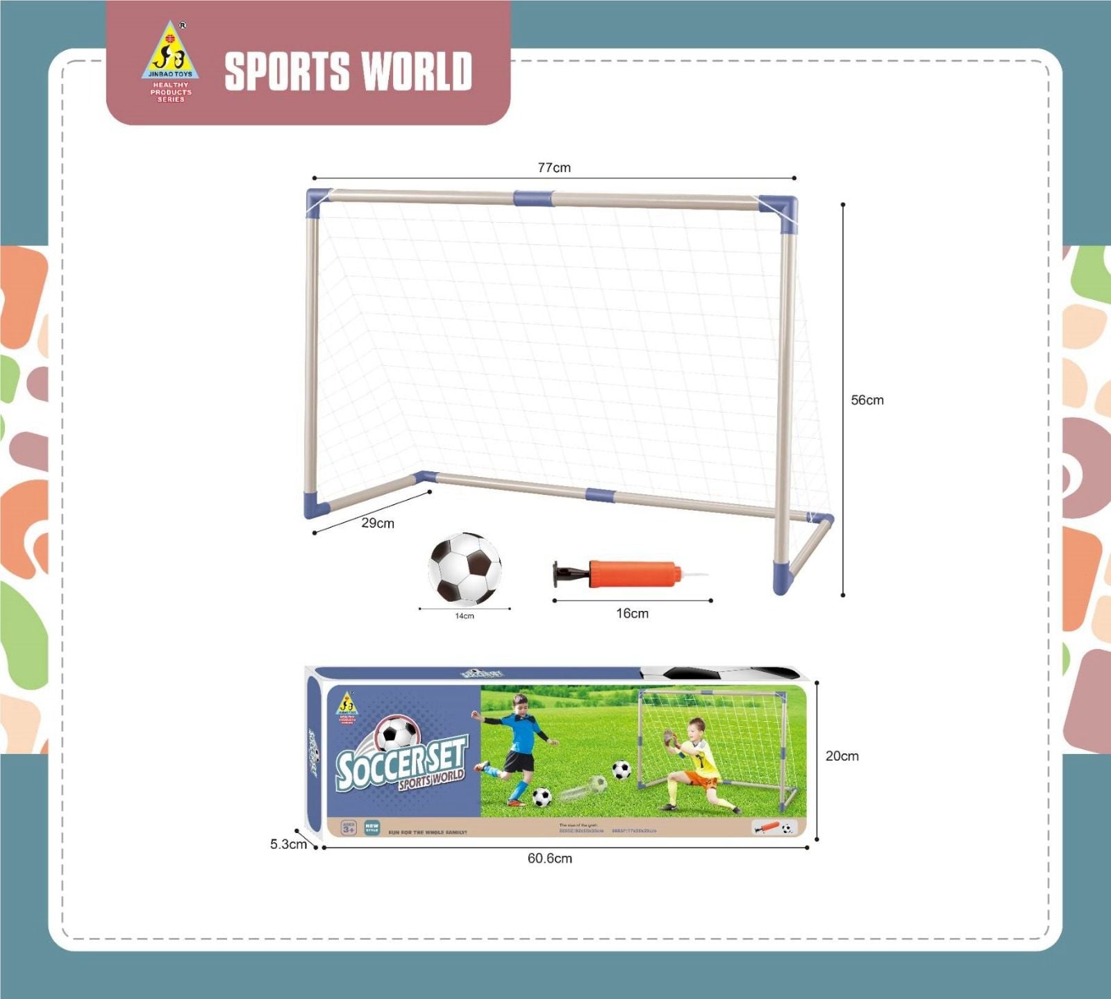 Jinbao Toys Sports World Soccer Goal Set 77 cm with Ball and Pump