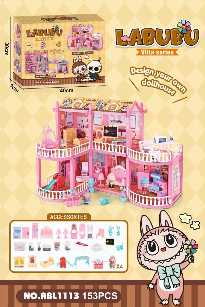 Labubu Villa Series Dollhouse ABL1113 with 153 Pieces