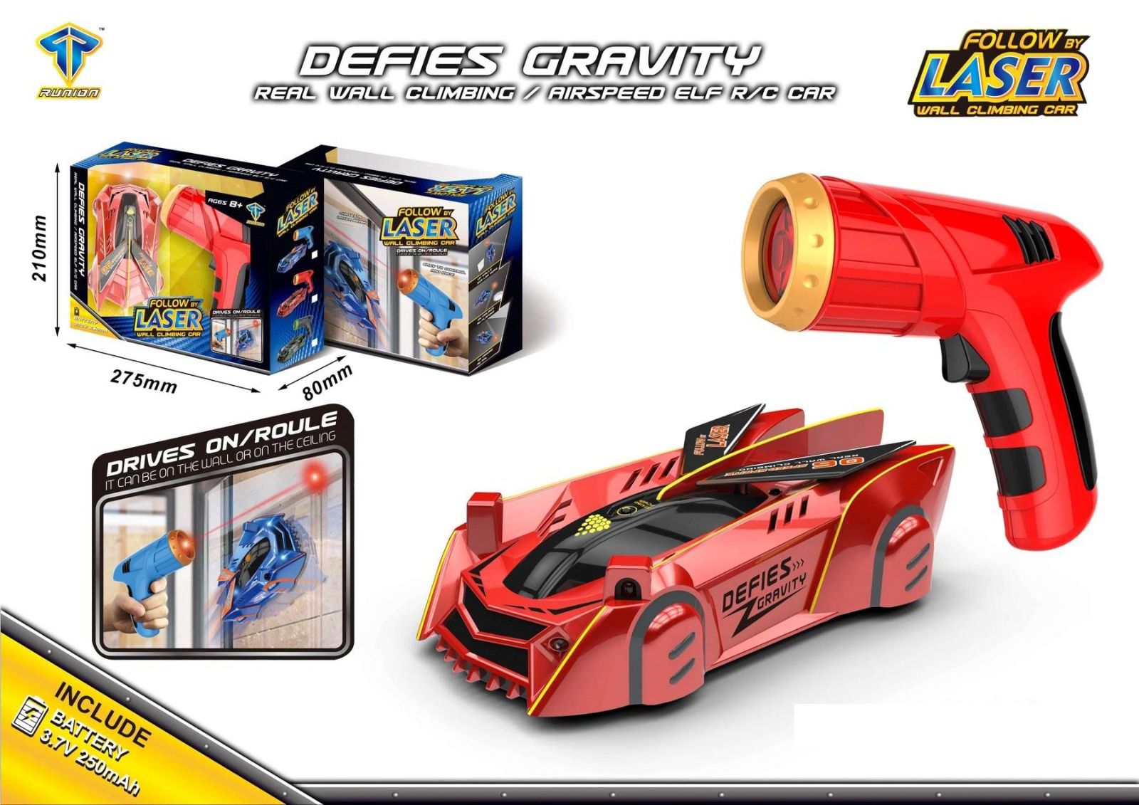 RUNION Defies Gravity Laser Guided Wall Climbing RC Car