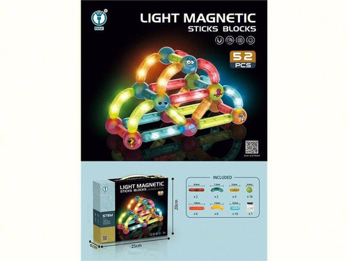 DIGE Light Magnetic Sticks and Balls Building Set, 52 Pieces
