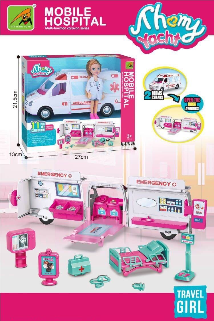 Pin Ming Toys Mobile Hospital Ambulance Playset with Doll