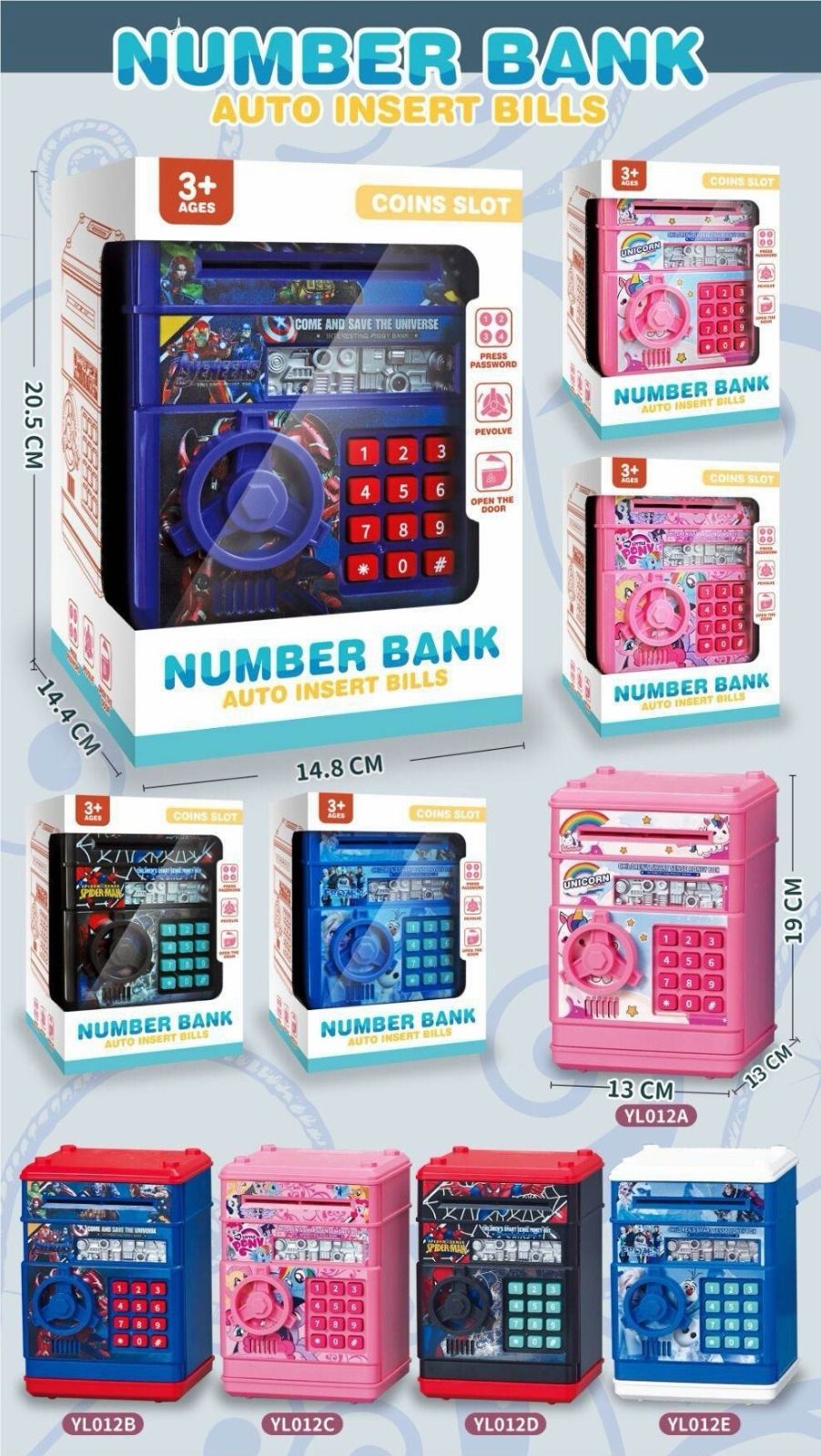 Number Bank ATM Money Box with Password Lock and Auto Bill Feed