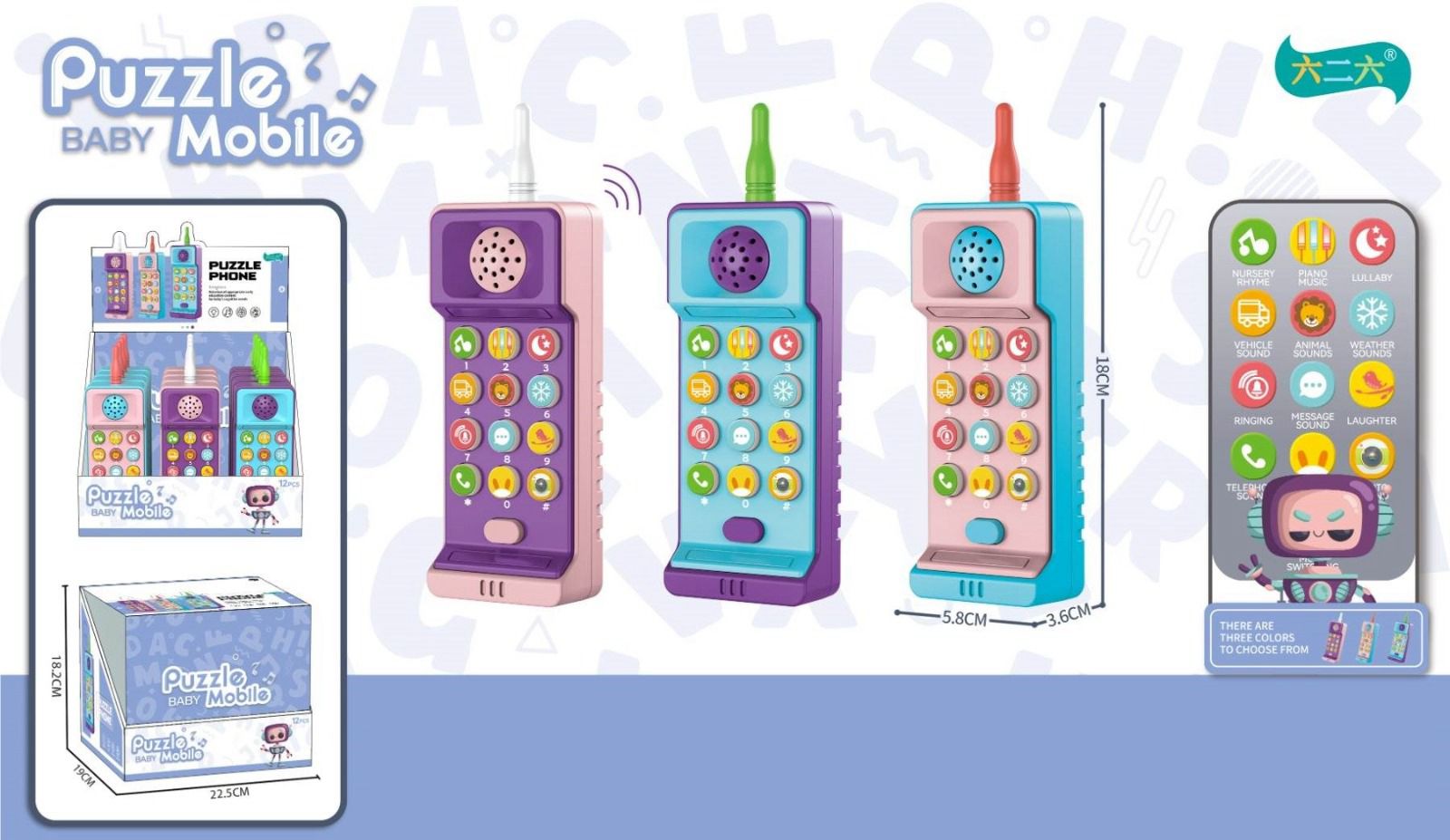 Puzzle Baby Mobile Toy Phone with Sounds and Music