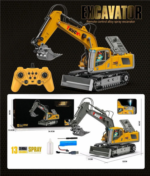 13 Channel Remote Control Alloy Spray Excavator, 2.4GHz