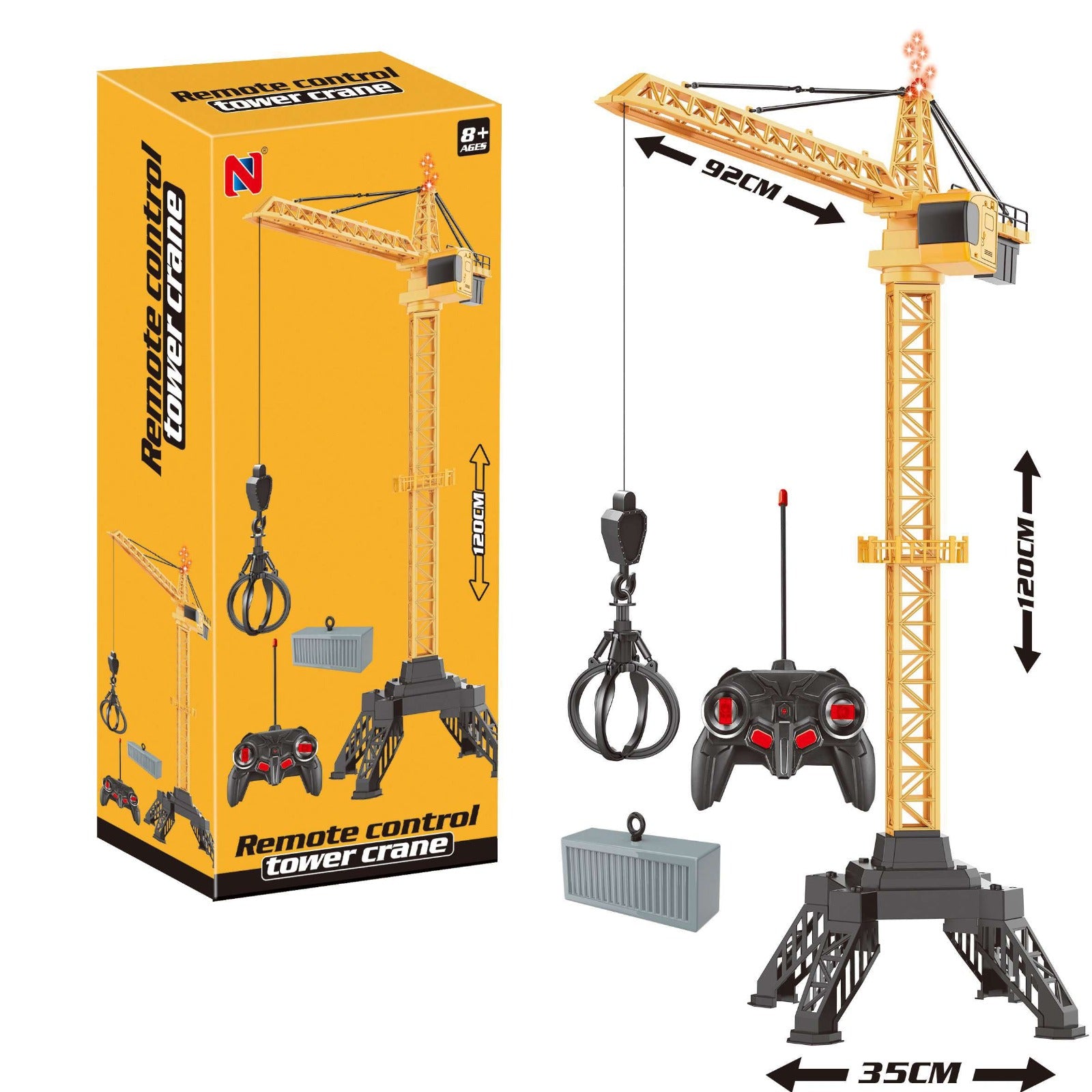 Remote Control Tower Crane 120 cm with Grab Claw and Container