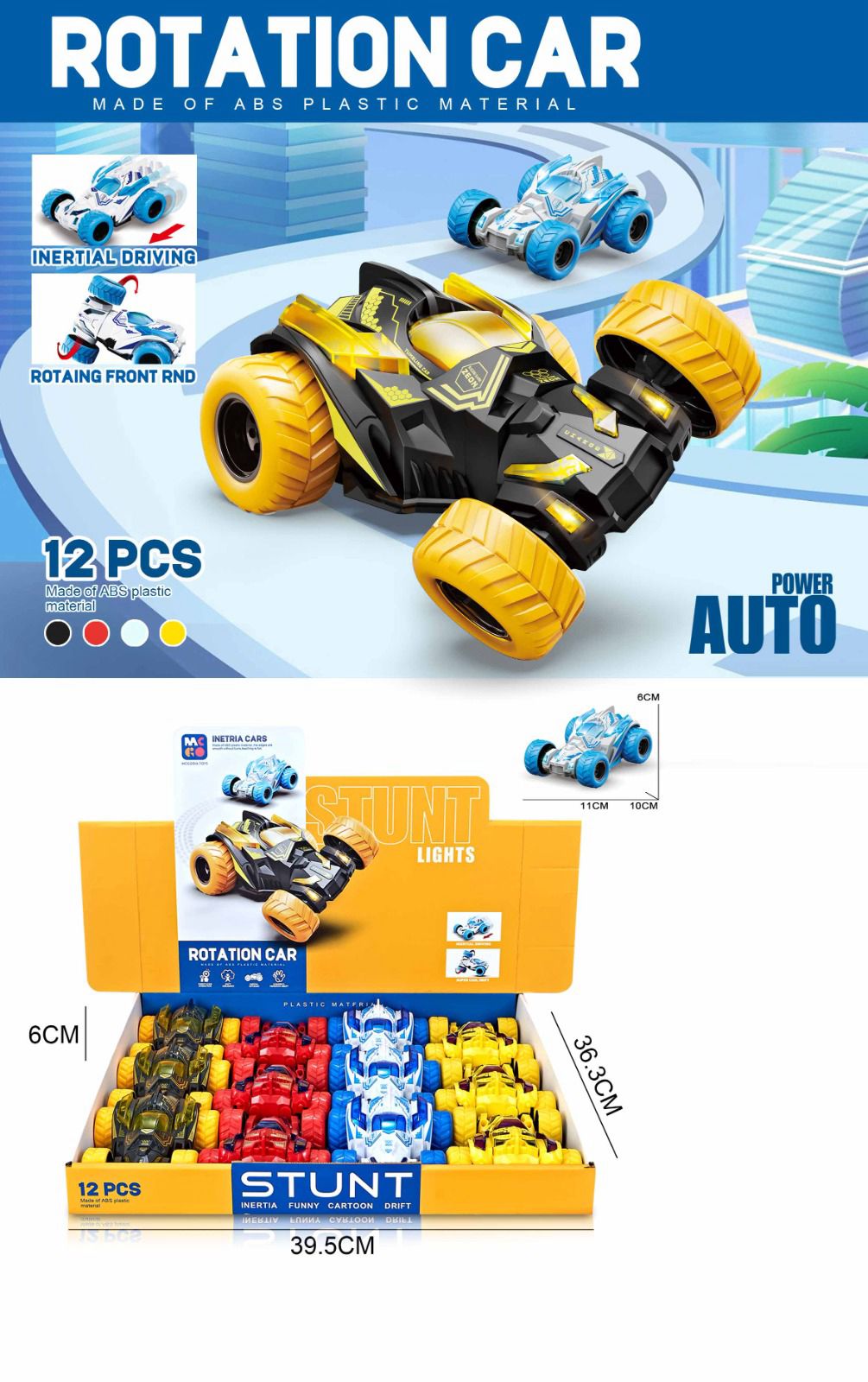 Inertia Rotation Stunt Car with Lights