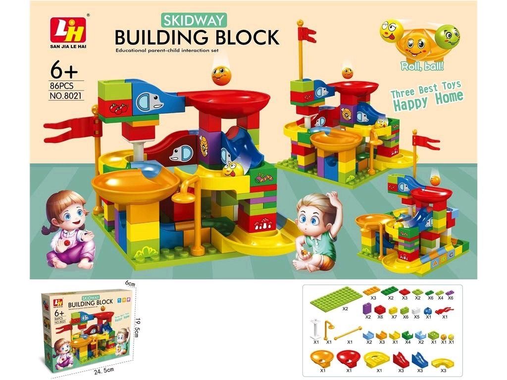 Skidway Marble Run Building Blocks, 86 Pieces, No. 8021