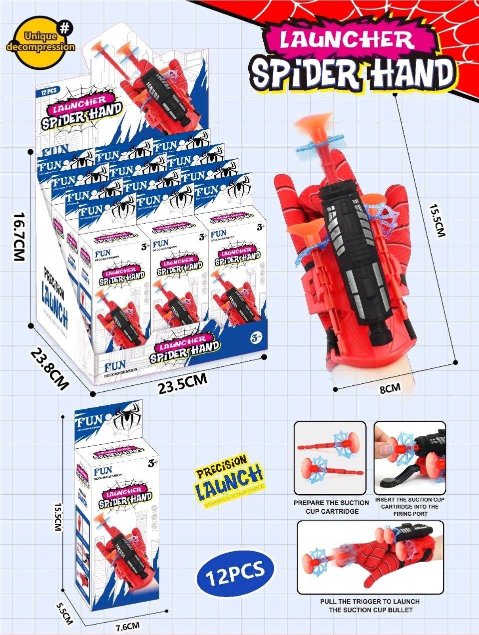 Spider Hand Launcher Glove with Suction Darts