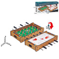 2-in-1 flip-over game table with foosball on one side and air hockey on the other