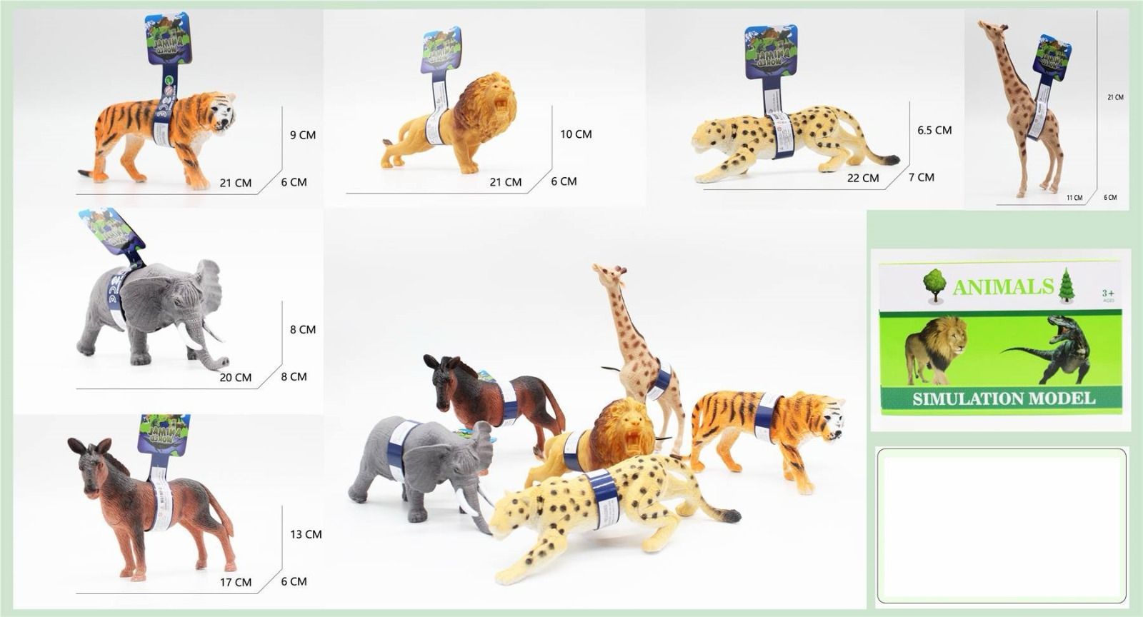 Wild Animals Simulation Model Set of 6