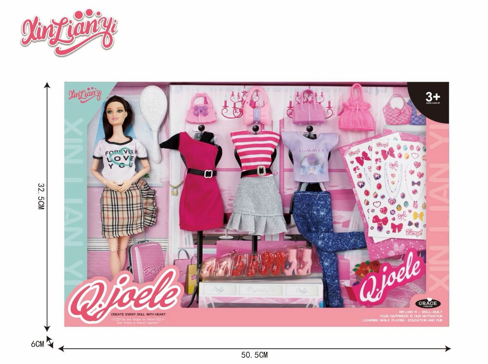 XIN LIAN YI Q.joele Fashion Doll with Wardrobe and Accessories Set