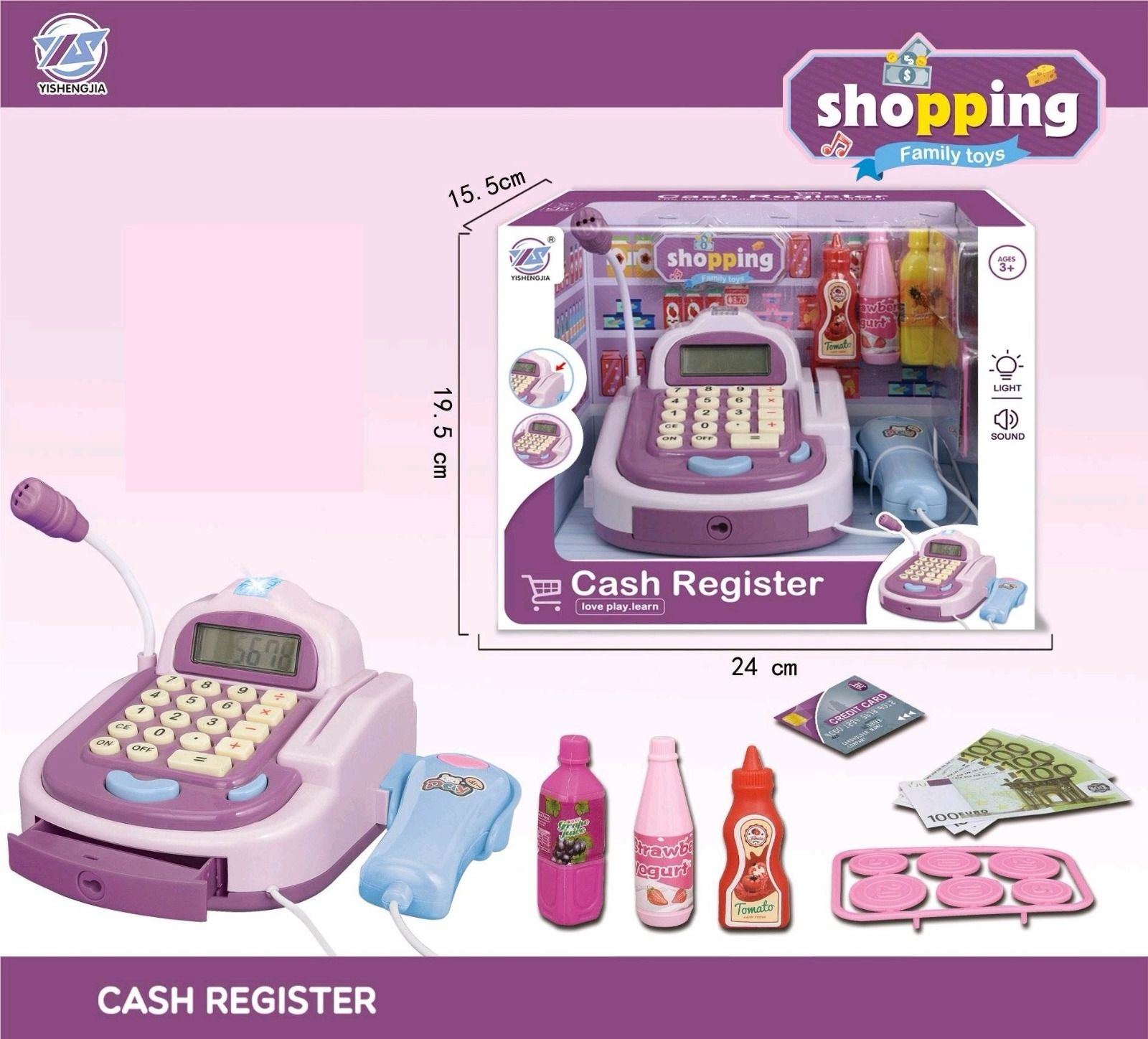 YISHENGJIA Cash Register Shopping Set with Light and Sound