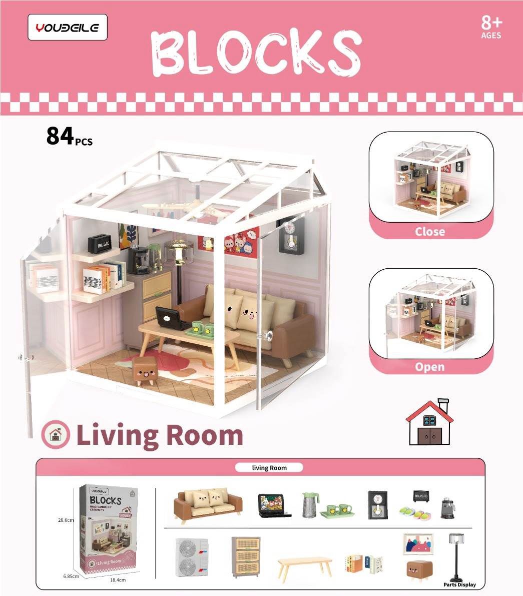 YOUDEILE Blocks Living Room Miniature House 84 Pieces