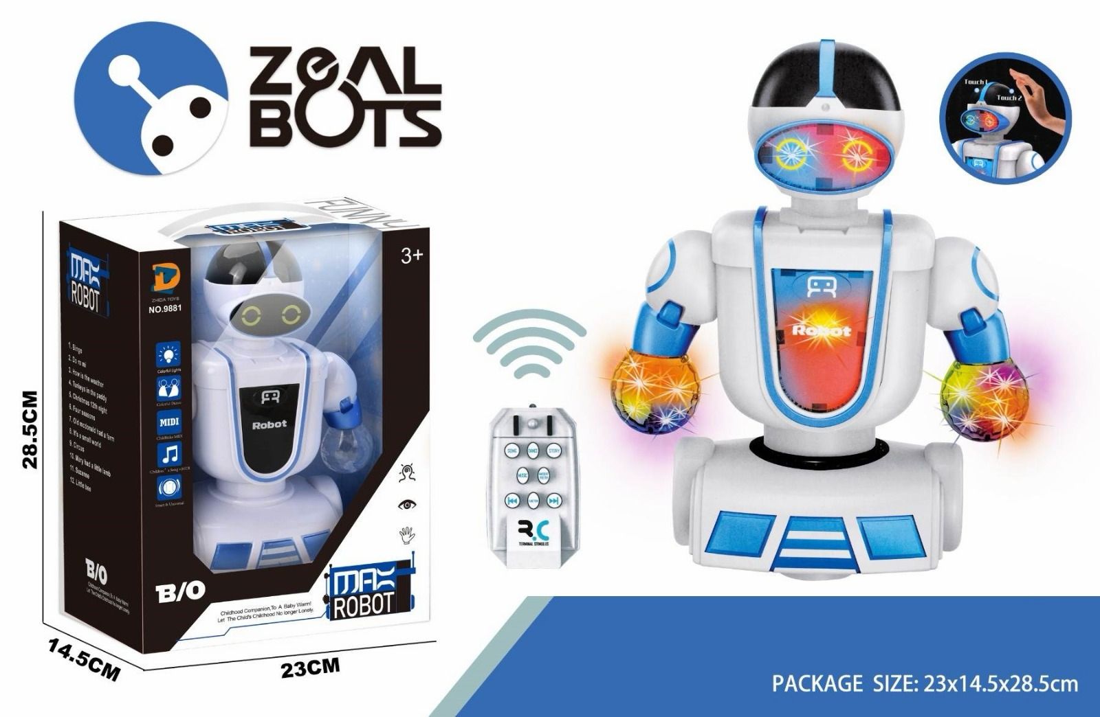 Zeal Bots MAX Robot with Lights and 12 Songs