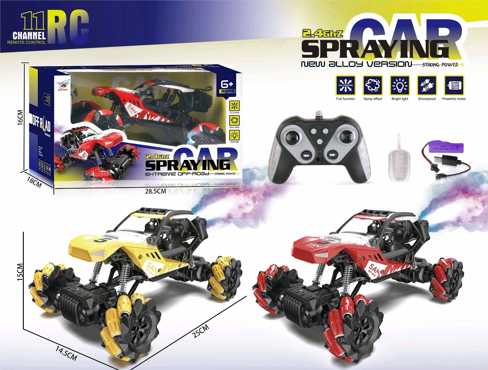 ZI DI TOYS 11 Channel RC Spraying Off Road Car 2.4GHz