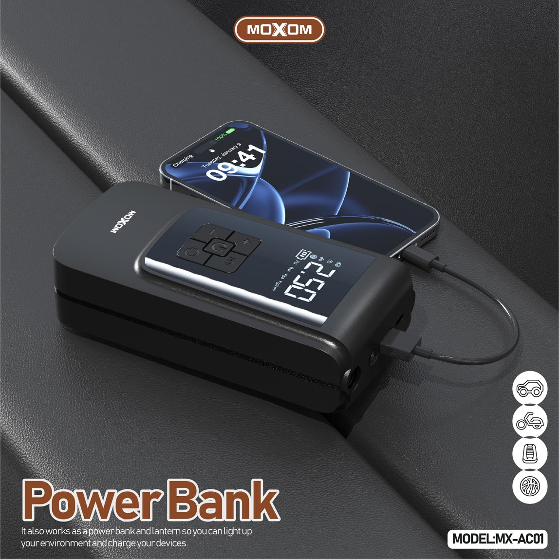 MOXOM LCD Portable Cordless Air Pump – MX-AC01