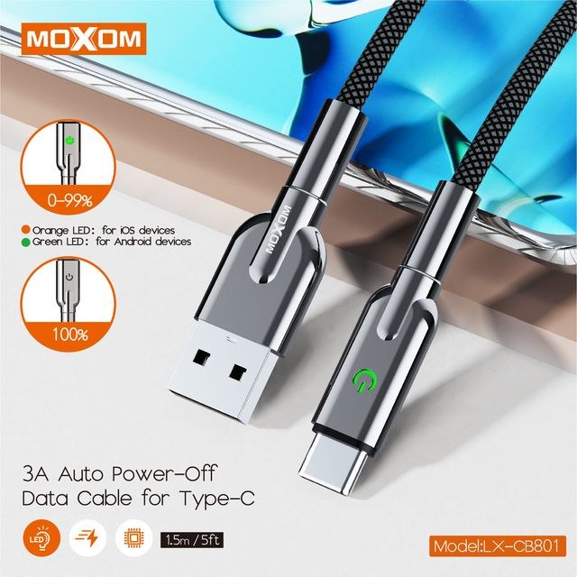 MOXOM 3A Auto Power-Off Data Cable – LX-CB801
